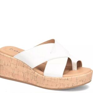 b.o.c. White Cork Wedge Sandals 8M